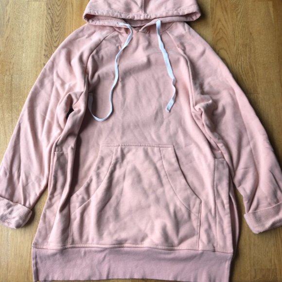 Blush Pink Oversized Long Cozy Hoodie Size Small - Picture 4 of 11